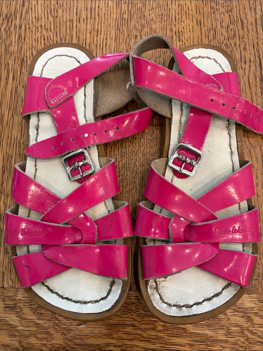 Salt Water Sandals by Hoy Hot Pink Girls Leather Strappy Sandals